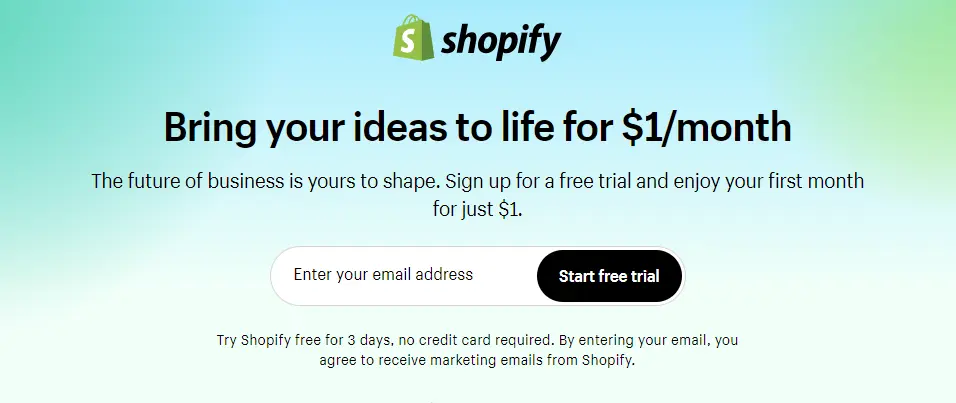 Shopify homepage